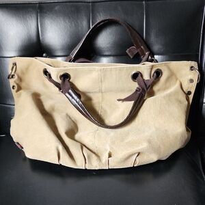 Large Tan Canvas Tote Bag Purse